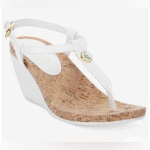 Lauren Ralph Lauren Reeta White T-Strap Wedge Sandal Size 10